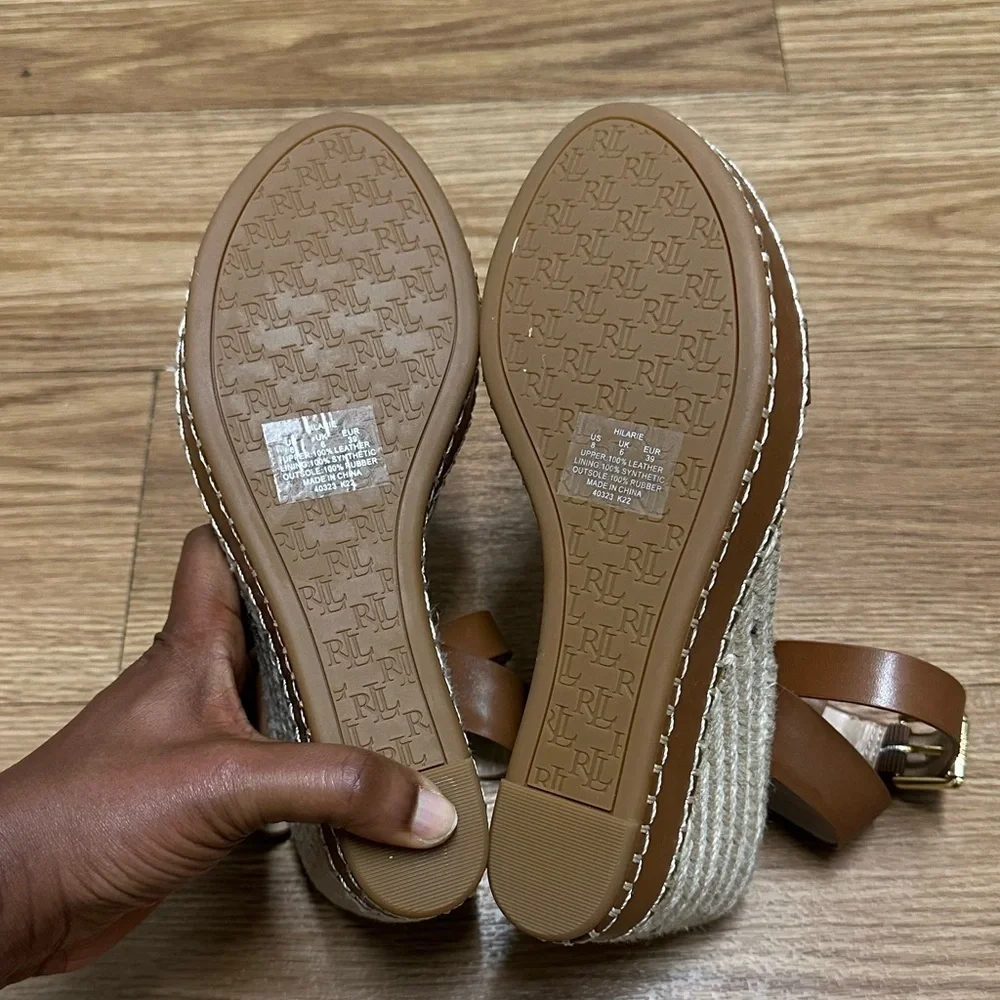 LAUREN RALPH LAUREN Wedge Platform Open Toes Sandals Espadrilles